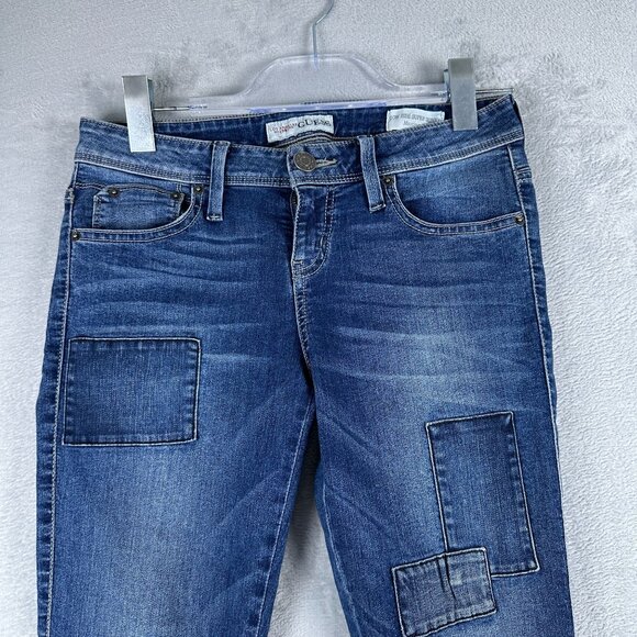 Guess Super Skinny Jeans Low Rise Womens Size 28 Marine Fit Patch Denim Blue - Picture 3 of 12